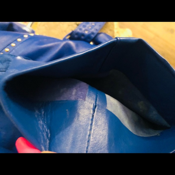 Manart Vintage Blue Leather Jacket and Pant Set! Size Large Jacket Size 10 Pant - Picture 10 of 14